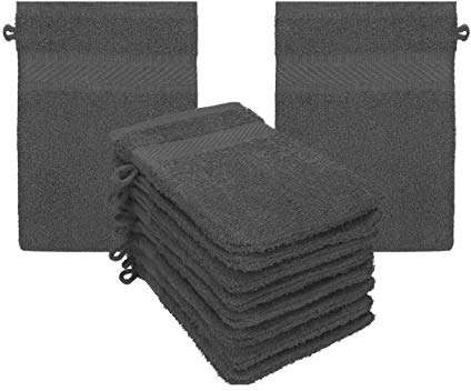 Betz Waschhandschuhe Palermo 10 Stück 16x21 cm – 100% Baumwolle 360g/m² – Weiche Frottee Waschlappen – Pflegeleicht & saugstark – Farbe anthrazit