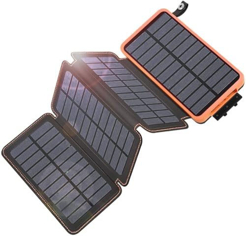 Tranmix Solar Charger 25000mAh, Portable Solar Phone Charger with 4 Solar Panels, High Capacity Solar Power Bank External Battery, 2 USB Ports, 6W/3A Solar Power, Waterproof, Dust & Shock Resistant