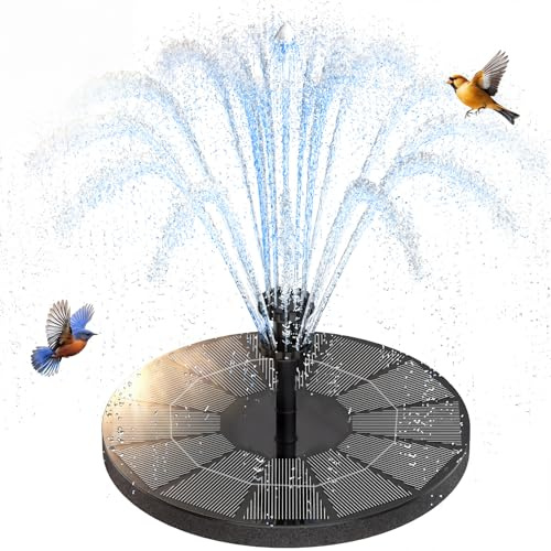 AISITIN 3.5W Solar Fountain Pump with 1500mAh Backup, Circle Solar Water Pump Floating Fountain, 10 Forms of Solar Water Feature for Bird Bath, Fish Tank, Pond Garden