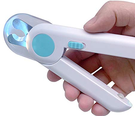 ALEENFOON Profi Hunde Nagelknipser Krallenschere mit Licht und Spritzfest Schutzvorrichtung für Haustiere Hunde und Katzen, Nagelschneider Nagelschere mit Feile für Mittlere Kleine Haustiere (Blau)