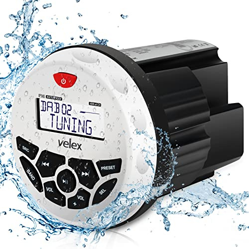Receptor estéreo Bluetooth Impermeable con Reproductor MP3 en la Radio Dab+/Am/FM y USB para Streaming de música en Barcos, Golf, carts, ATV, UTV y SPA Hot Tubs