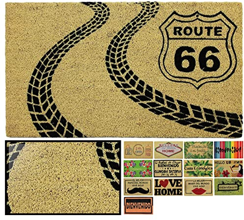 LucaHome – Natural Coconut Doormat, 40 x 70 cm, Non-Slip Coco Doormat, Ruta66 Doormat, Absorbent Doormat, Home Entrance, Ideal for Outdoor or Indoor