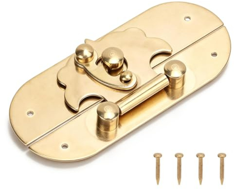 Cyrank Vintage Lock Clasp, Jewelry Box Hasp Latch Lock Small Vintage Brass Latch Jewelry Box Buckle Metal Catch Hook for Suitcase Jewelry Box