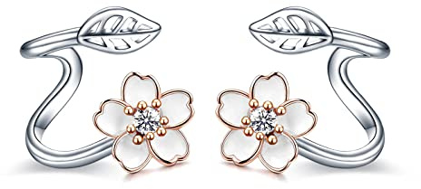 POPLYKE Boucles d'oreilles à tige tournesol en argent sterling 925 pour filles, cadeau d'anniversaire, pierre de lune, Argent sterling, Zircone cubique