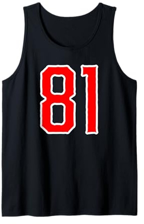 Weiße rote Sportmannschaftsnummer #81 Tank Top