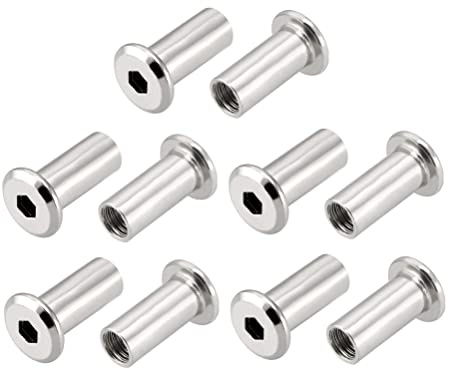 TERF® M8 x 16 mm Gelenk-Verbindungsmuttern M8 (8 mm) x 16 mm Zylinderschrauben, Innensechskant-Innensechskantmuttern, Alan-Schlüsselmuttern, Sechskantmuttern, Hülsenmuttern, 10 Stück