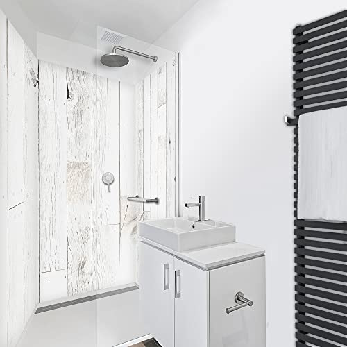 WANDFREUDE individuelle Duschrückwand Aluverbundplatte auf Maß (3 Stück - Helle Holzplatten - Seidenmatt) – Dusche Wandverkleidung Duschwandverkleidung Duschrückwände