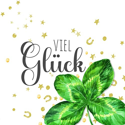 IHR Ideal Home Range - Papierservietten VIEL GLÜCK white 20 St. Cocktail-Servietten 25 cm x 25 cm