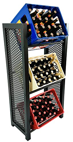 MetaloPro® Getränkekistenregal aus Stahl - Robust, sicher und platzsparend im erstklassigen Design - Organisiere Deine Getränke Zuhause (für 3 Kisten, 112 x 32 x 54 cm)