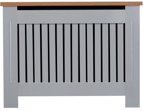 Radiator Cover Medium, Radiator Cover Vertical Slatted Modern Radiator Covers MDF Wood Cabinet Shelf Heating Covers for Living Room, Hallway (19D x 111.5W x 83.2H CM)