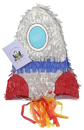 Nislai® Rakete Rocket Pinata | ideal für die Rakete Weltraum Party | Pinata Kinder Geburtstag | Pinata Geschenk | Astronaut Party | großer Spaß zum Schlagen | u. 40x30x10 cm