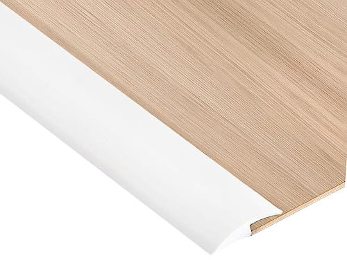 2M Strisce di Transizione del Pavimento PVC Autoadesiva Soglia di Dislivello Pavimento Soglia di Transizione Profilo di Transizione Pavimento per Dislivello di 5mm, Bianco