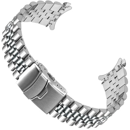 SINAIKE Cinturino in metallo per orologi da uomo e donna, 23 mm, acciaio inossidabile, bracciale Jubilee con estremità curve, cinturini affusolati, sostituzione cinturino, argento