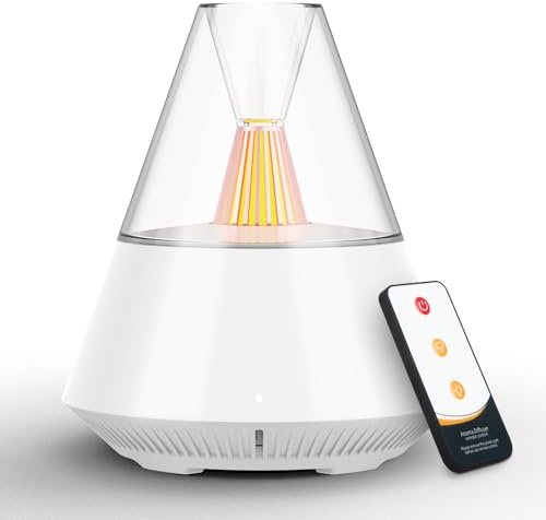 Ätherisches Öl Diffusor, LtYioe 150ml Ultraschall-Aroma Diffuser mit Fernbedienung, Kerzenlicht, 2 Nebelmodi, Kaltnebel-Luftbefeuchter, 7 Farben Licht, leise, Auto-Abschaltung für Zuhause Büro (Weiß).