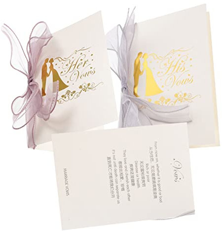 NUOBESTY 8 Stk Hochzeitsgelübde Karte Glitzerband seine und ihre Gelübdebücher Hochzeitsband Smaragd Grußkarten Eheversprechen Brautduschengeschenk Handschrift Eideskarte schmücken Schleife