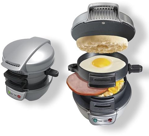 Sandwich Toaster Burger Maker, Effiziente Antihaft Heizplatten, Mit Digitalem Countdown-Timer, Spülmaschinenfest, Perfekt Für Hamburger, Snacks Und Ein Schnelles DIY Frühstück (Grau)