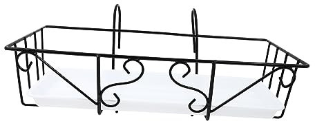 CANIGHT 1satz Hängender Blumenständer Mit Tray Wandmontierter Blumentopf Für Balkon Oder Garten Eisenregal Mit Weißen Kunststoffuntersetzer Platzsparend Und