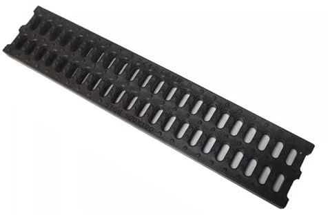 EXCLURA Drain Cover Narrow Channel Drain Grate 4 Inch Wide, Plastic Outdoor Drainage Ditch Grate Black, French Drain Cover Total Length 19, for Commercial Area