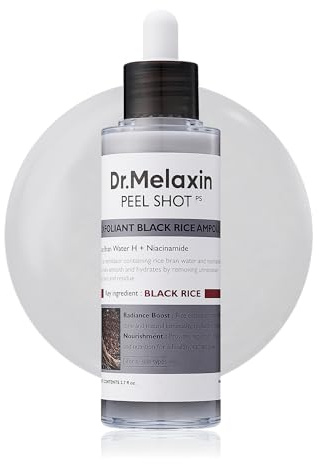 Dr.Melaxin Peel Shot Glow Black Rice Peeling Ampoule Soft Exfoliating Face And Body Scrub Dead Skin Cells Blackheads Remover For All Skin Types Korean Skin Care 80Ml