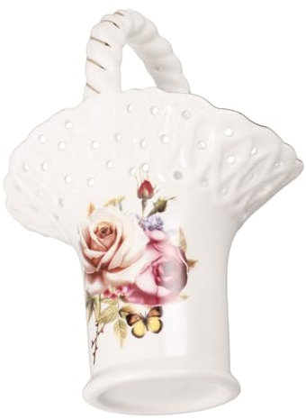 IMIKEYA Portamestoli Ceramica Con Manico e Design Floreale Supporto Utensili Per Bacchette e Cucchiai Organizer Pratico Per Cucina Decorazione Minimalista Per Casa