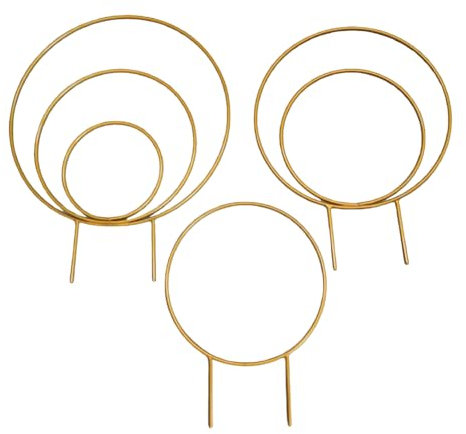 Booso Set Von 3 Indoor-Rundpflanzen-Trellises für Kletternde Zimmerpflanzen Metallrahmen für Topf-Efeu Außen Stehende Pflanzenunterstützung Gold
