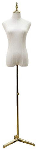 JDSHFEN Schaufensterpuppe Display Weiblich Stativ Kostüm Torso Dummy Halblange Schaufensterpuppen Büste Dummy Modell Höhenverstellbar,Gold-S