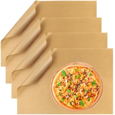 Tkxjry Set di 5 pellicole da forno permanenti,40 x 30cm Tappetino da Forno,Fogli da forno permanenti in teflon,Carta da forno riutilizzabile,Adatto per forni fino a 260 °C - (- marrone 40x30 cm)