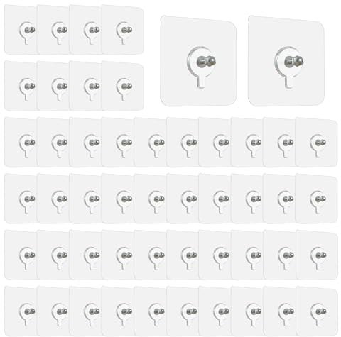 CATELL 50 Stück Bilderhaken Selbstklebend, Klebenagel für Bilderrahmen, Klebenägel Wand Bilder Aufhängen Ohne Bohren Maximale Belastung 10kg Klebeschrauben für Bilder Fotos Poster Dekorative Gemälde