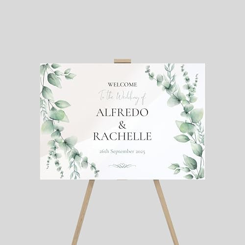Personalised Wedding Welcome Entrance Sign Board Custom Large Acrylic Plaque Modern Wedding Reception, Engagement Party Decor (Design 10)
