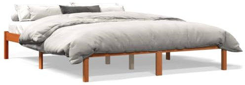 HEFZGDB Massivholzbett ohne Matratze Wachsbraun 150x200 cm Kiefernholz Jugendbett Bettgestell Bed Frame Einzelbett für Gästezimmer Wohnbereich Schlafzimmer Herberge