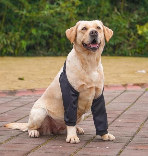 Kukaster Pet Hundebody Nach OP für Vorderbeine, Ellenbogenbandage Hund Vorderbein, Wundschutzanzüge für Hunde mit Bein, Op Body Hund Leckschutz für Verletzung Hund, Schwarz, XL