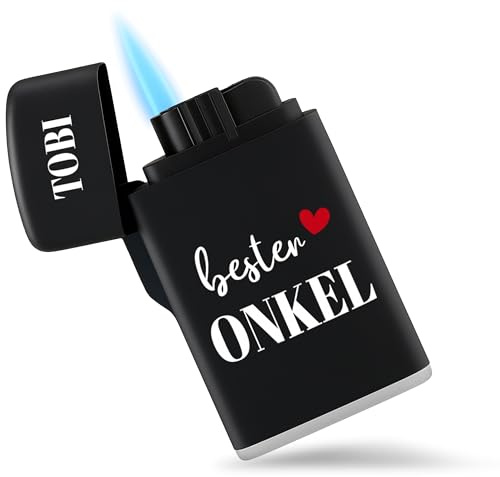 Feuerzeug Bester Onkel Geschenk personalisiert Onkels Geschenk Sturmfeuerzeug Onkels I - 6,5 x 4 cm - Schwarz - sturmfeuerzeuge