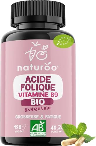 Acide Folique - Folates Bio (Vitamine B9) - Végétal & biologique - 120 Gélules Vegan (4 mois) - Grossesse, Fatigue, Immunité, Fonctions Psychologiques - Fabriqué en France