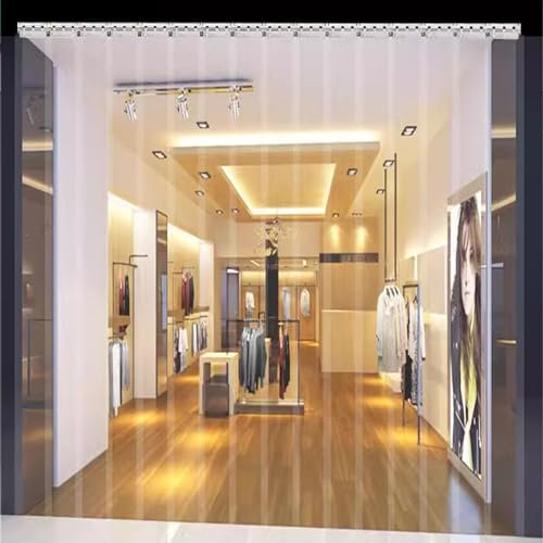 Kit de Cortina de Tiras de PVC para Puerta, 0,06 de Grosor, Lisa, Impermeable, para Puertas comerciales, almacenes, garajes y Patios (Color: Transparente, tamaño: 105 x 200 cm)