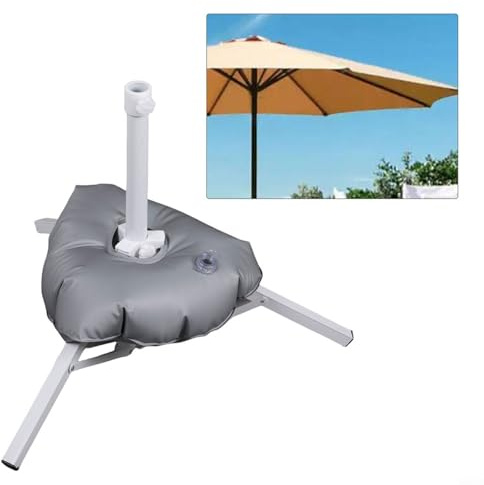 Sileduove Base portatile per ombrellone da spiaggia, con base quadrata a iniezione d'acqua, supporto treppiede per ombrellone con telaio in acciaio bianco (calibro 2,5 cm)