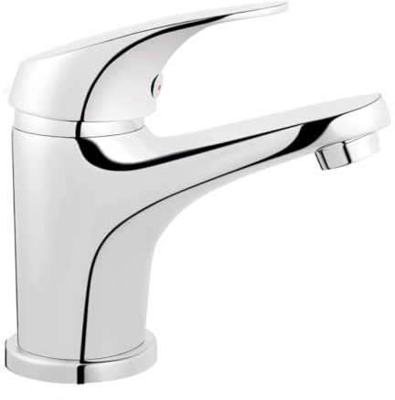 FERRO ONE Badezimmerarmatur im kompakten Design – Einhebelmischer mit klaren Linien, moderner Optik & Klick-Klack-Ventil – Waschbeckenarmatur Chrom für Bad & Gäste-WC, Modell BFO2