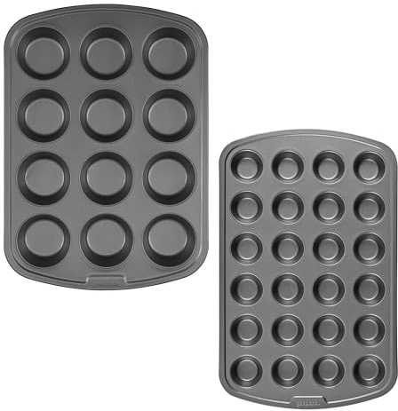 GoodCook Everyday Muffinform-Set, antihaftbeschichtet, für 12 Cupcakes und 24 Mini-Muffinformen, verwindungs- und kratzfest, spülmaschinenfeste Stahlkonstruktion für gleichmäßiges Backen, 2er-Set