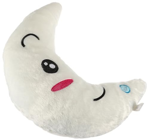 Angoily Cojín Luminoso de Peluche Forma de Luna Blanca Almohada Brillante LED Multicolor Suave Felpa y Algodón PP Obsequio Infantil Adecuado para Cumpleaños y Decoración Ambiental