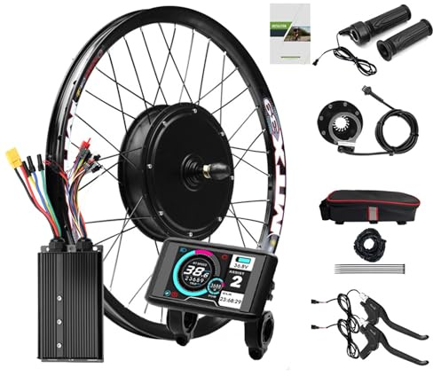 SNHMFUH 72V 3000W Ebike elektrisk cykelsats med UKC1 LCD-skärm, 20 tum/24 tum/26 tum/27,5 tum/28 tum/29 tum/700C MTX39 bakhjul motor, 80A styrenhet, 135 mm mellanrum, 72v_3000w, 26 tum