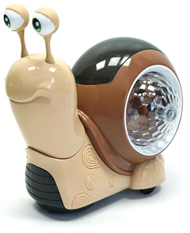 Qudinip Giocattolo per Bambini Lumaca Strisciante, Lumaca Elettrica Interattiva Che Cammina sulla Pancia con Luci Musicali e Proiezione 3D per Bambini Piccoli Genitori Giochi per (Marrone)