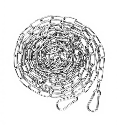 Cadenas de acero inoxidable, eslabones de seguridad de acero inoxidable de 3 mm x 5 metros, eslabones de cadena resistentes, cadenas de metal galvanizado para puertas de valla al aire libre