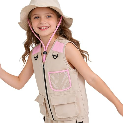Générique Gilet da pesca per bambini, abbigliamento con tasche lavabili, gilet da esploratore senza maniche per bambini, per ragazzi e ragazze, escursionismo all'aperto, esplorazione natura