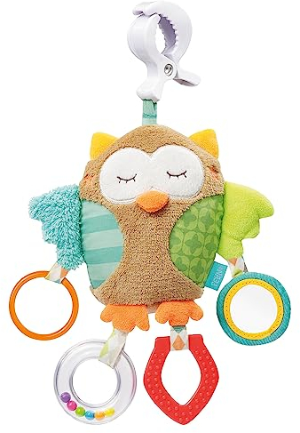 Fehn 071160 Juguete de actividad motora, con diseño de búho para colgar, Para bebés y niños pequeños desde el nacimiento, Dimensiones: 25 cm