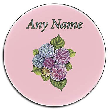 Personalised Gift - Set of 4 x Colour Hydrangeas Round Gloss Hardboard Coaster ( Nature Plants Design Colour Options) Any Name / Message Unique - Mat Pad - Endless Summer Forever Together Hortensia