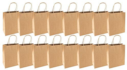 Ideen mit Herz Kraftpapier-Taschen mit Henkel | Extra stark: 170 g/m² | Kleine Geschenktüten | Papiertüten | Geschenktaschen für Hochzeit, Geburtstag (18 x 23 x 10 cm | 16 Stück)