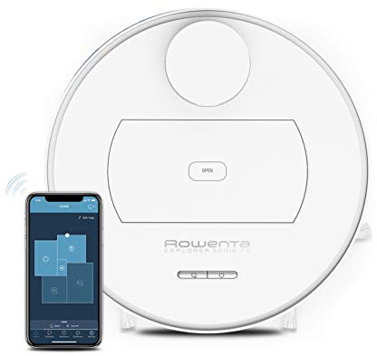 Rowenta RR7647 X-Plorer Serie 75 Saugroboter, Saugen und Wischen, hochpräzise Laser-Navigation, personalisierte Einstellungen per App, Sprachassistenz-kompatibel, HEPA-Filterung, Weiß