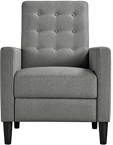Yaheetech Grey Modern Recliner Chair Adjustable Reclining Armchair Upholstered Sofa Couch with Soft Padded Seat for Home or Bedroom