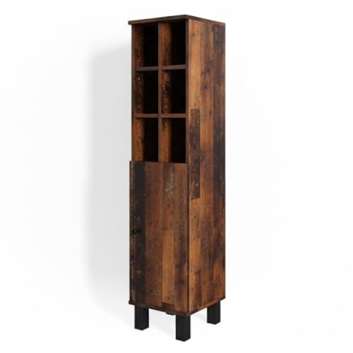 Vicco Midischrank Fynn, Eiche rustikal, 30 x 130.6 cm große Tür, zur Aufbewahrung von Badutensilien und Kombination mit Fynn