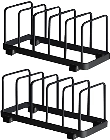 YunNasi Tellerständer, Tellerhalter für Küchenschrank, Abtropfgestell Geschirr für Backblech und Schneidebrett (Schwarz, 2 Stück)