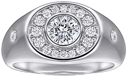 Ayoiow Ring Sterlingsilber Damen Weiß Ring Zirkonia Steine Runde Hochzeitsring Frau Größe 54 (17.2)